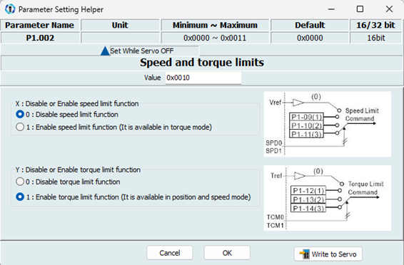 Koppelbegrenzen_B3 Servo Parameter P1.002